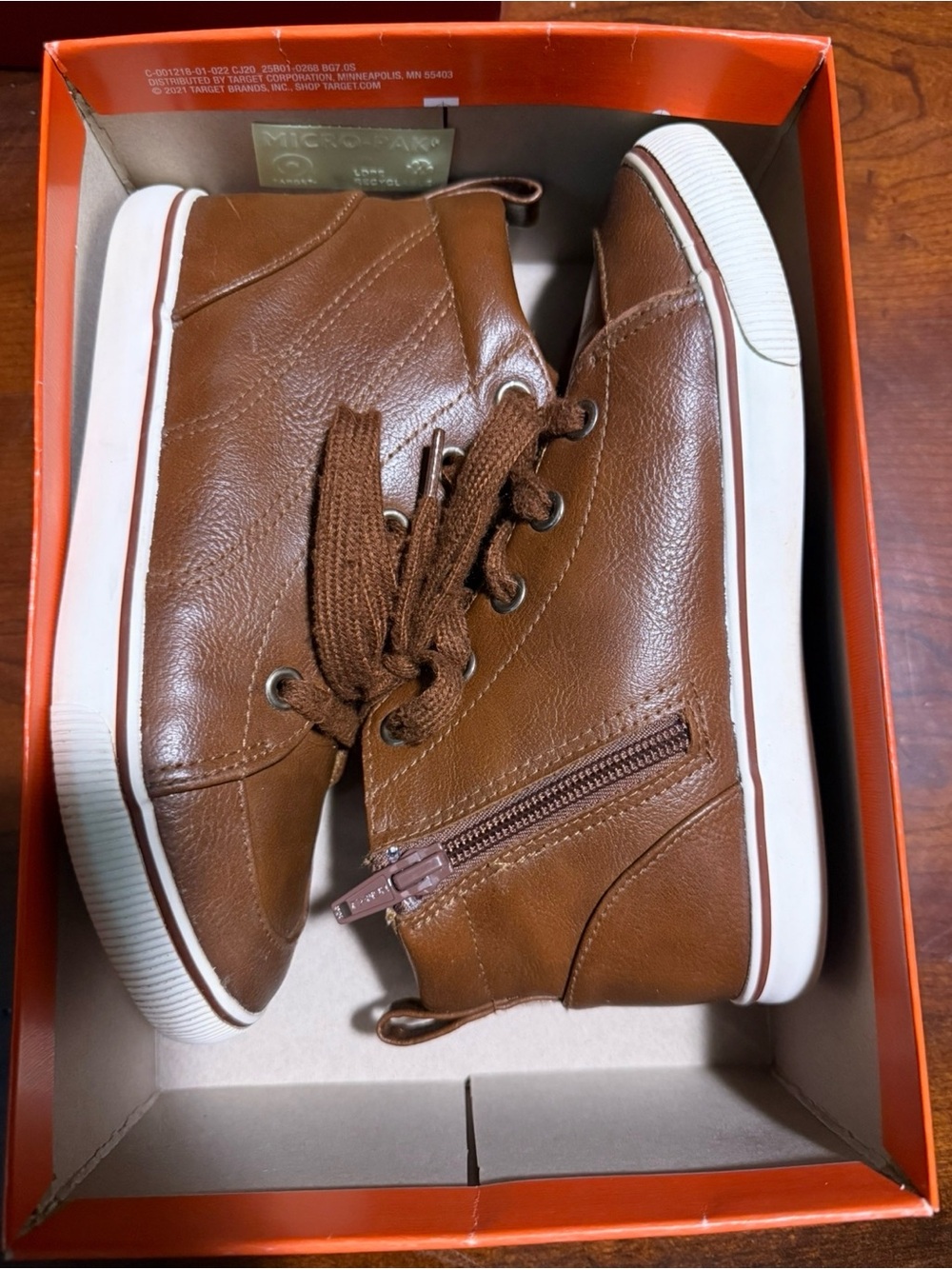 Cat & Jack Brown High-Top Kids Sneakers with Side Zipper